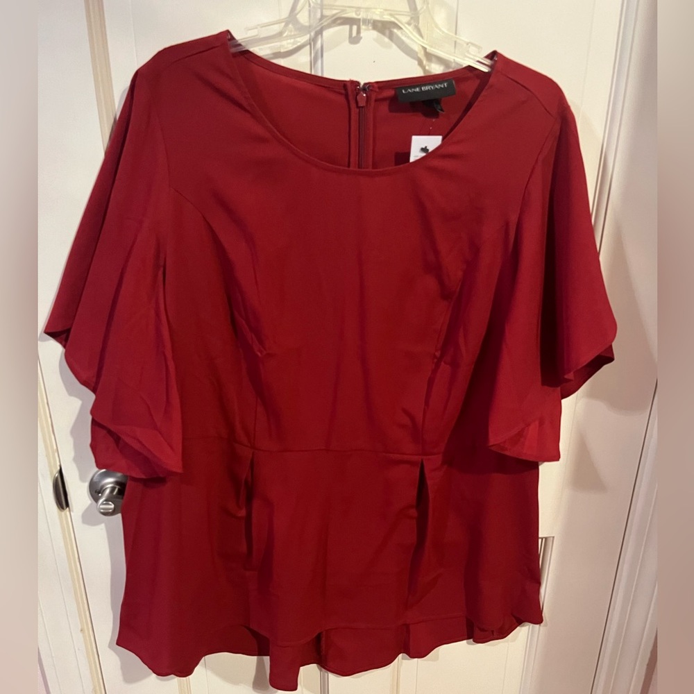 Dark red shirt sleeve blouse